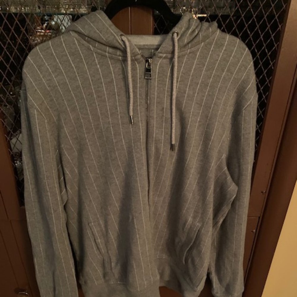 Michael Kors Gray Pinstripe Full Zip Hoodie XL